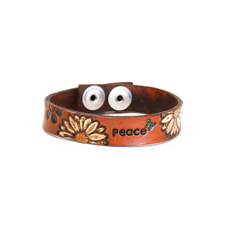 Floral - Daisy with Word Bracelet