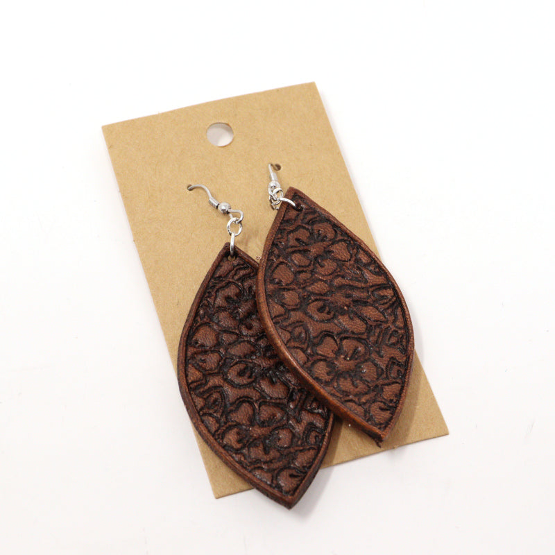 Tooled Leather Drop Earrings