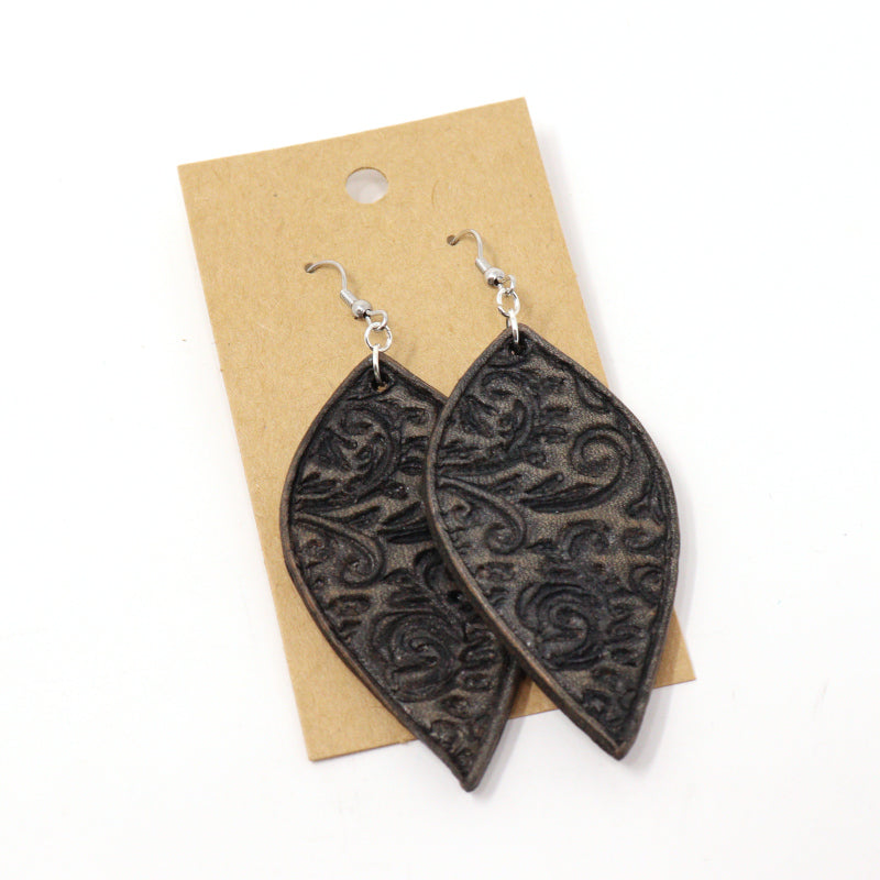 Tooled Leather Drop Earrings