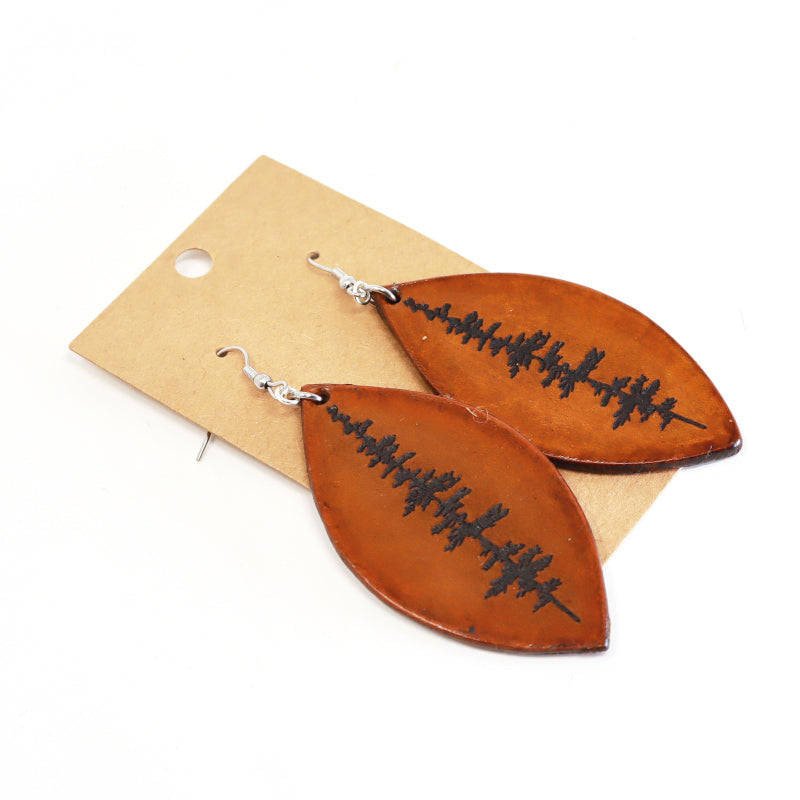 Tooled Leather Drop Earrings