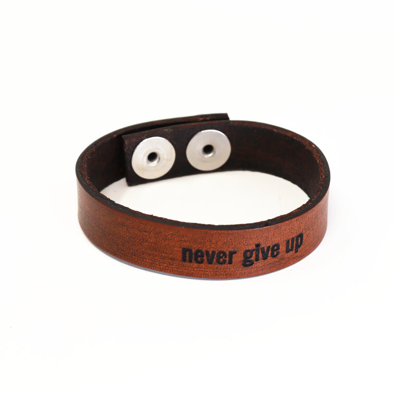 Engraved words Leather Bracelets