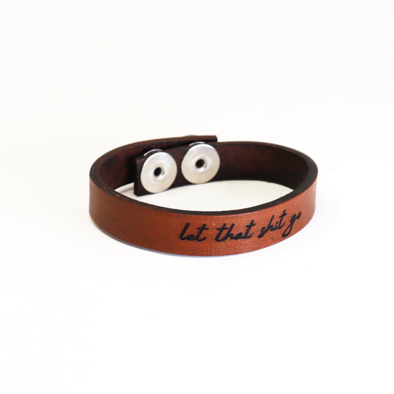 Engraved words Leather Bracelets