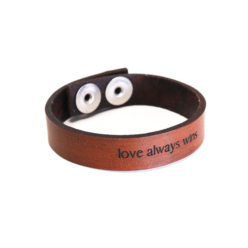 Engraved words Leather Bracelets