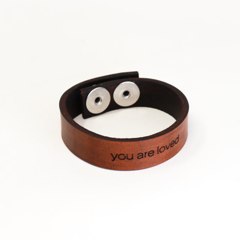 Engraved words Leather Bracelets