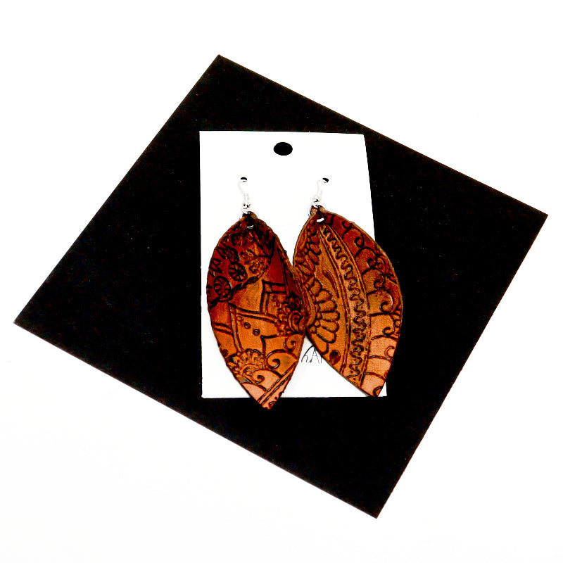 Pinched Drop Earrings - Leather