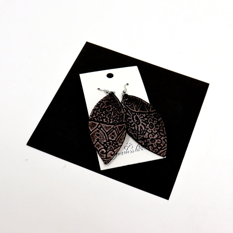 Pinched Drop Earrings - Leather
