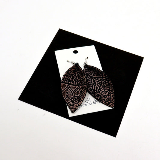 Pinched Drop Earrings - Leather