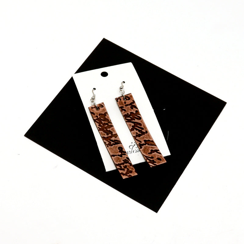 Rectangle Drop Earrings - Leather