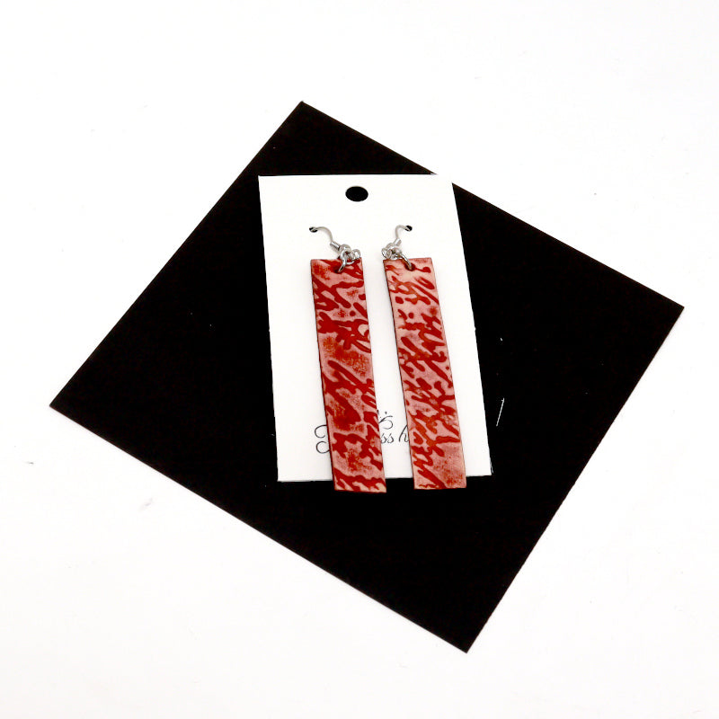Rectangle Drop Earrings - Leather