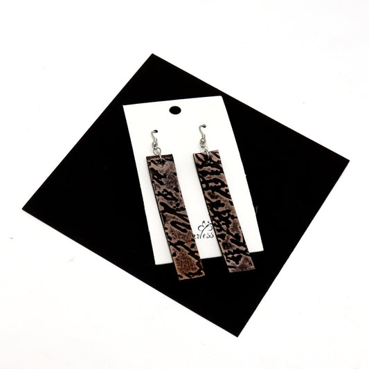 Rectangle Drop Earrings - Leather