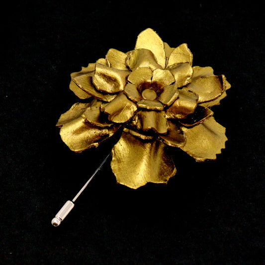 Sculpted Flower - Leather Brooch