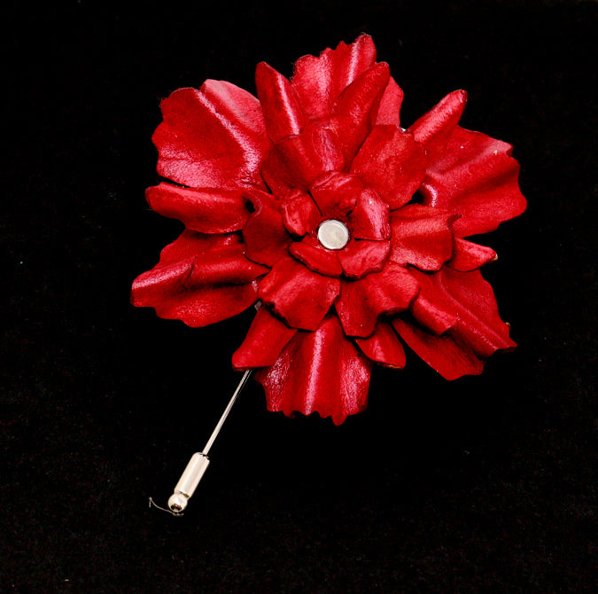 Sculpted Flower - Leather Brooch