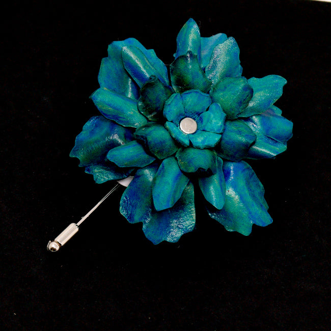 Sculpted Flower - Leather Brooch