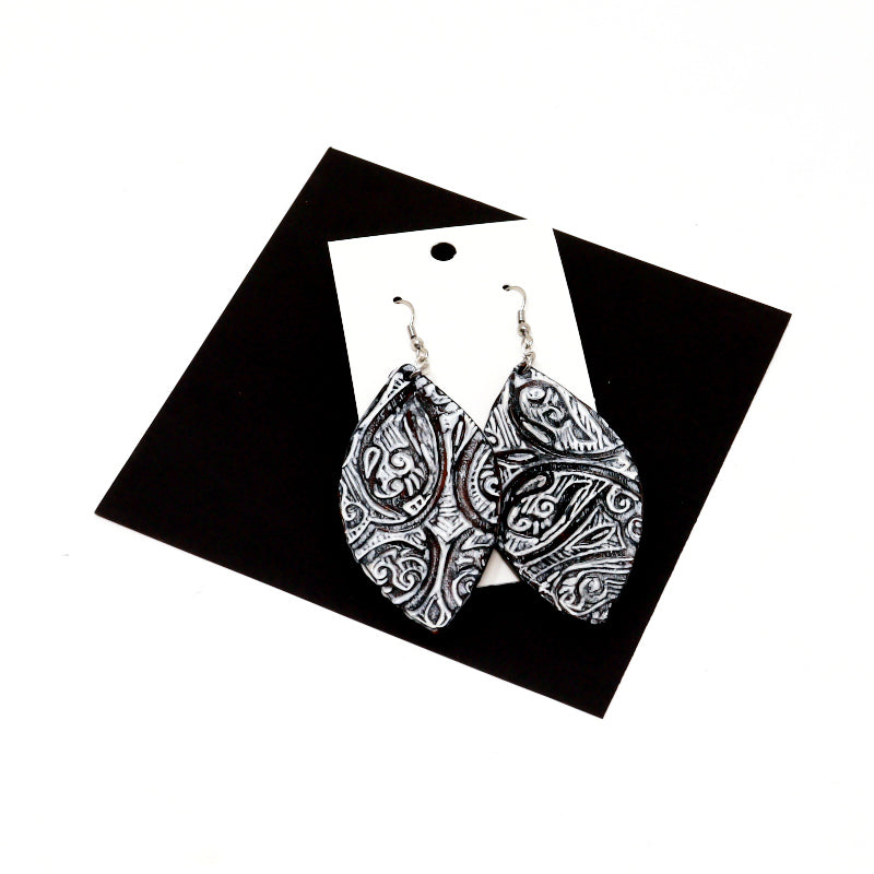 Embosed Leather Drop Earrings
