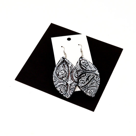 Embosed Leather Drop Earrings