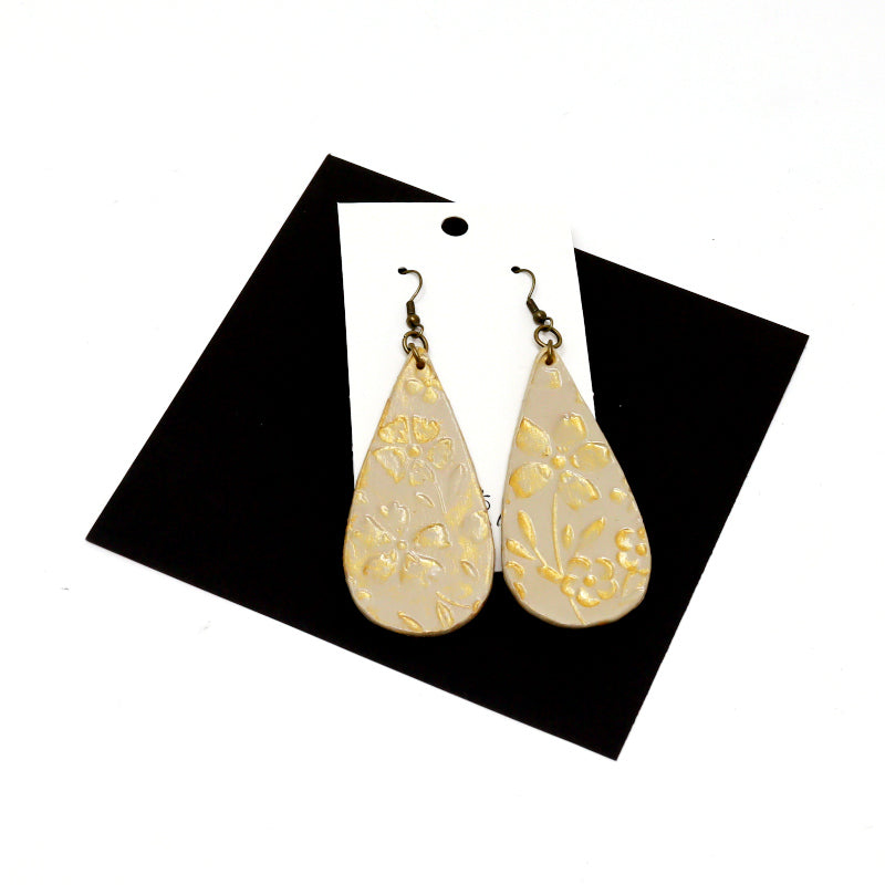 Embosed Leather Drop Earrings