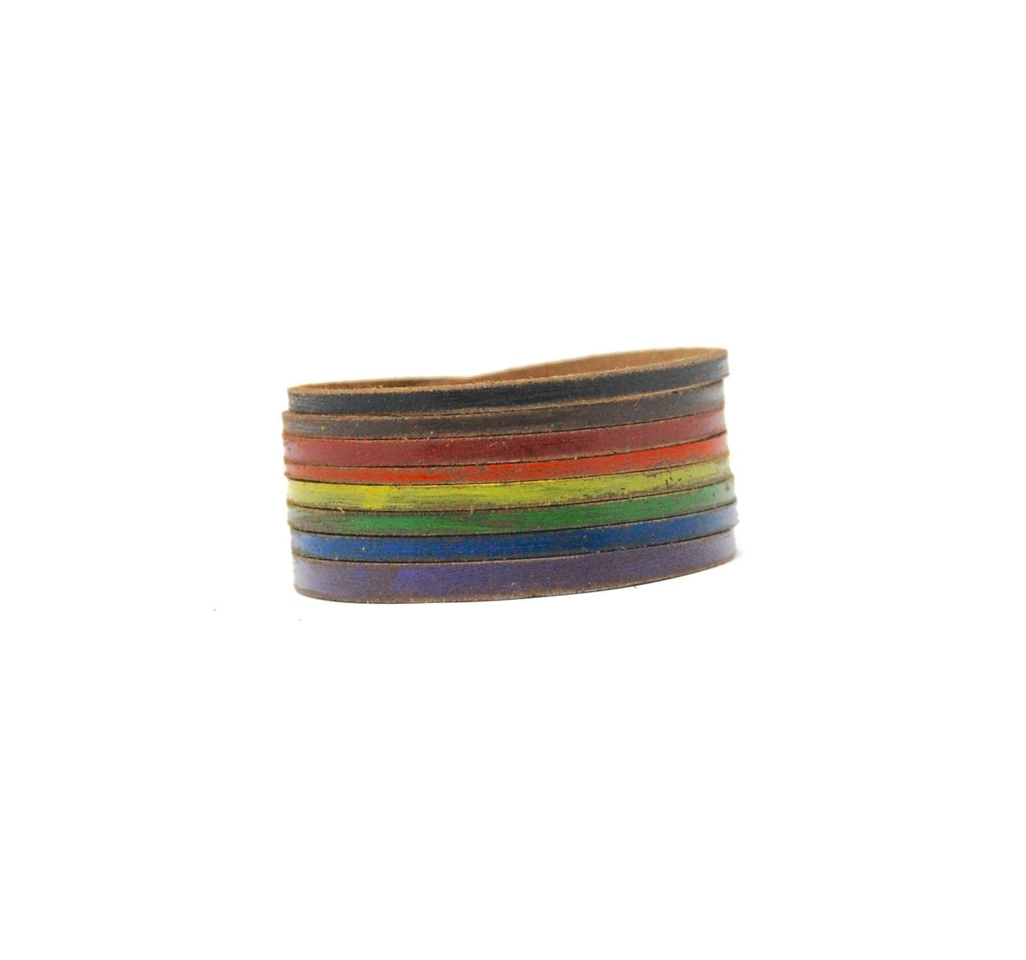 Pride Flag Leather Cuffs