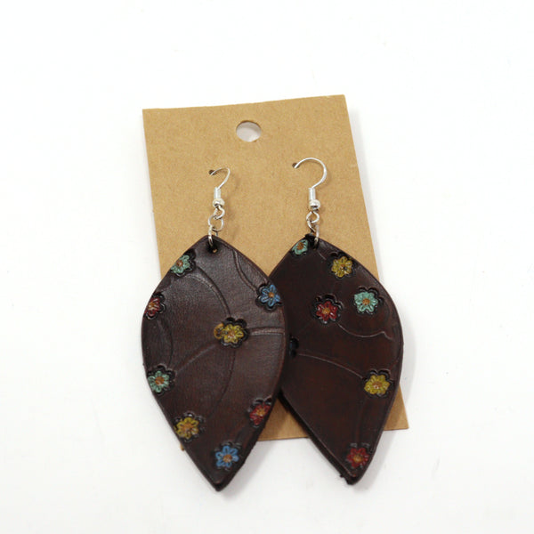 Tooled Leather Drop Earrings