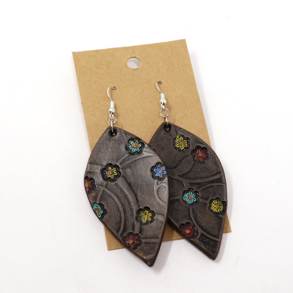 Tooled Leather Drop Earrings