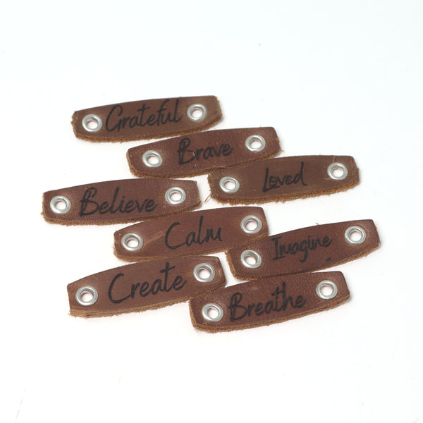 Gemstone Bracelet with Leather Word Patch