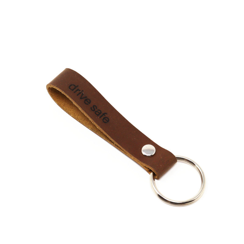 Drive safe 2025 leather keychain