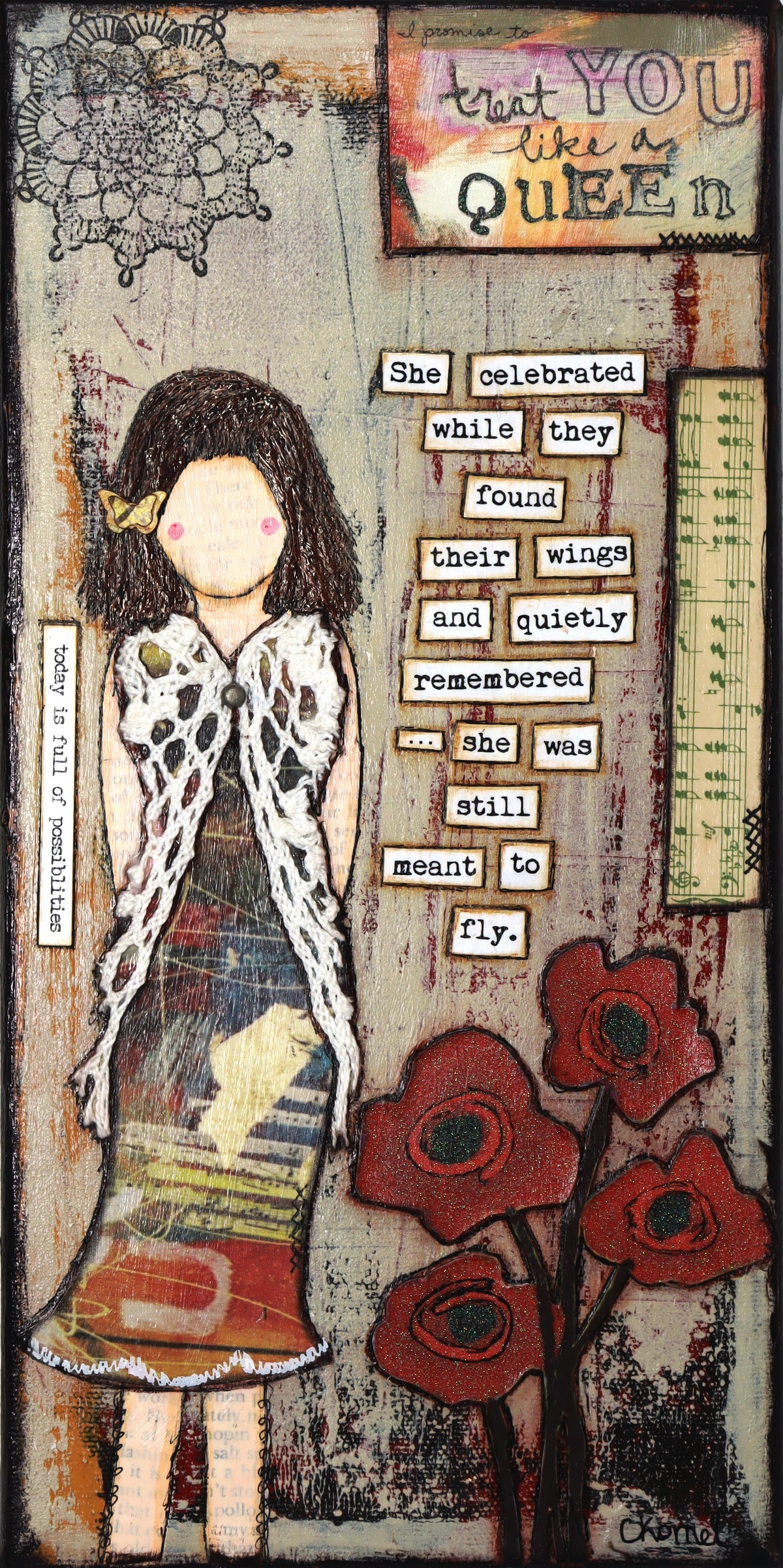 "She Art" Original Canvas - She celebrated while they found their wings and quietly remembered … she was still meant to fly.