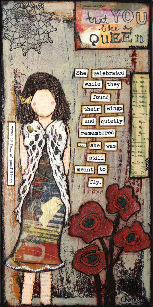 "She Art" Original Canvas - She celebrated while they found their wings and quietly remembered … she was still meant to fly.