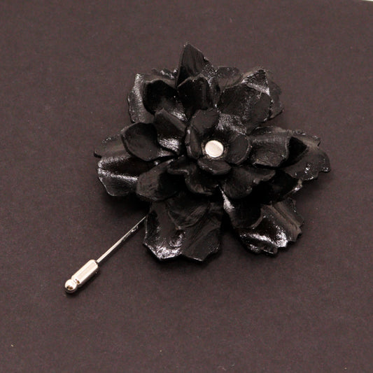 Sculpted Flower - Leather Brooch