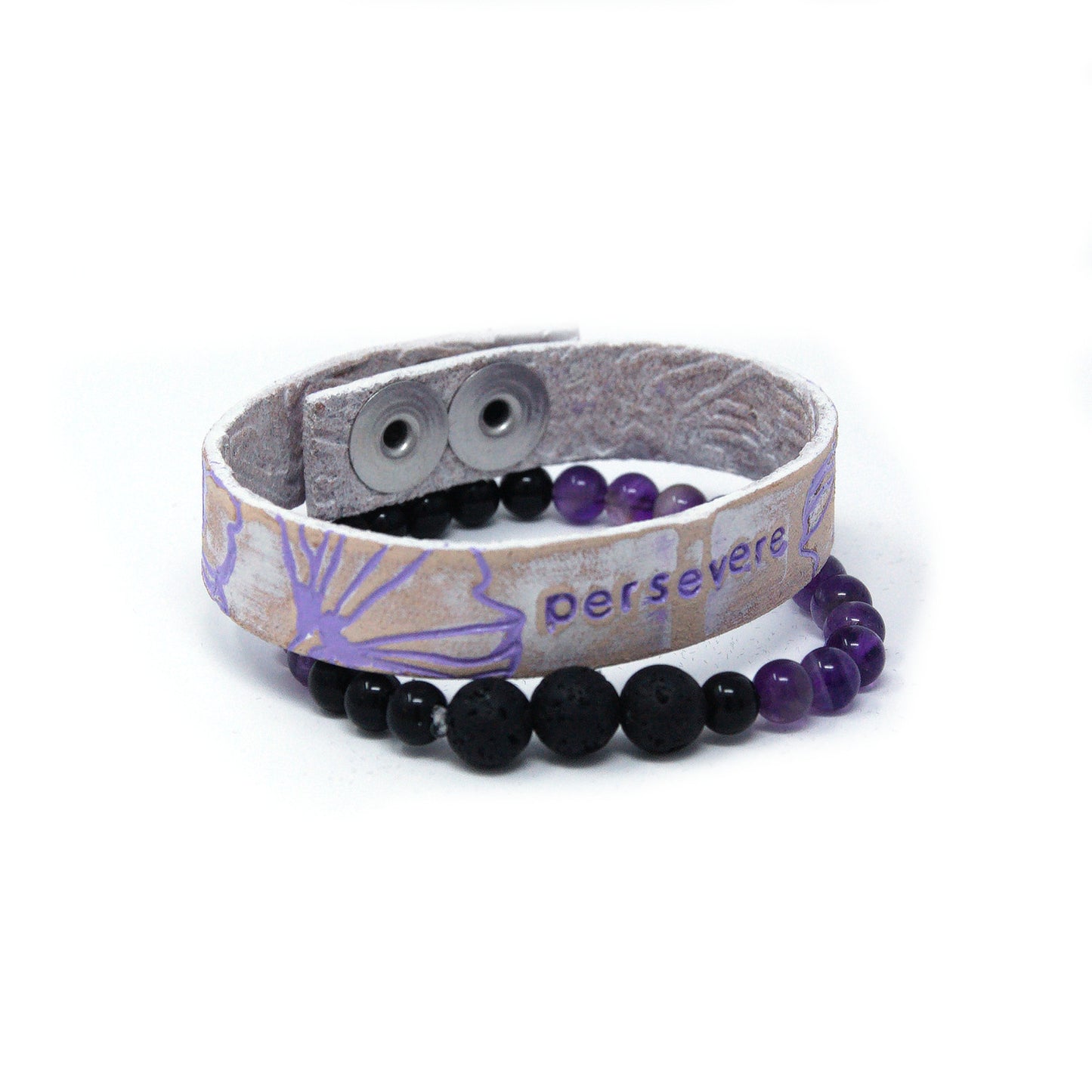 Enlightened Sets - Leather cuff & Gemstone bracelet