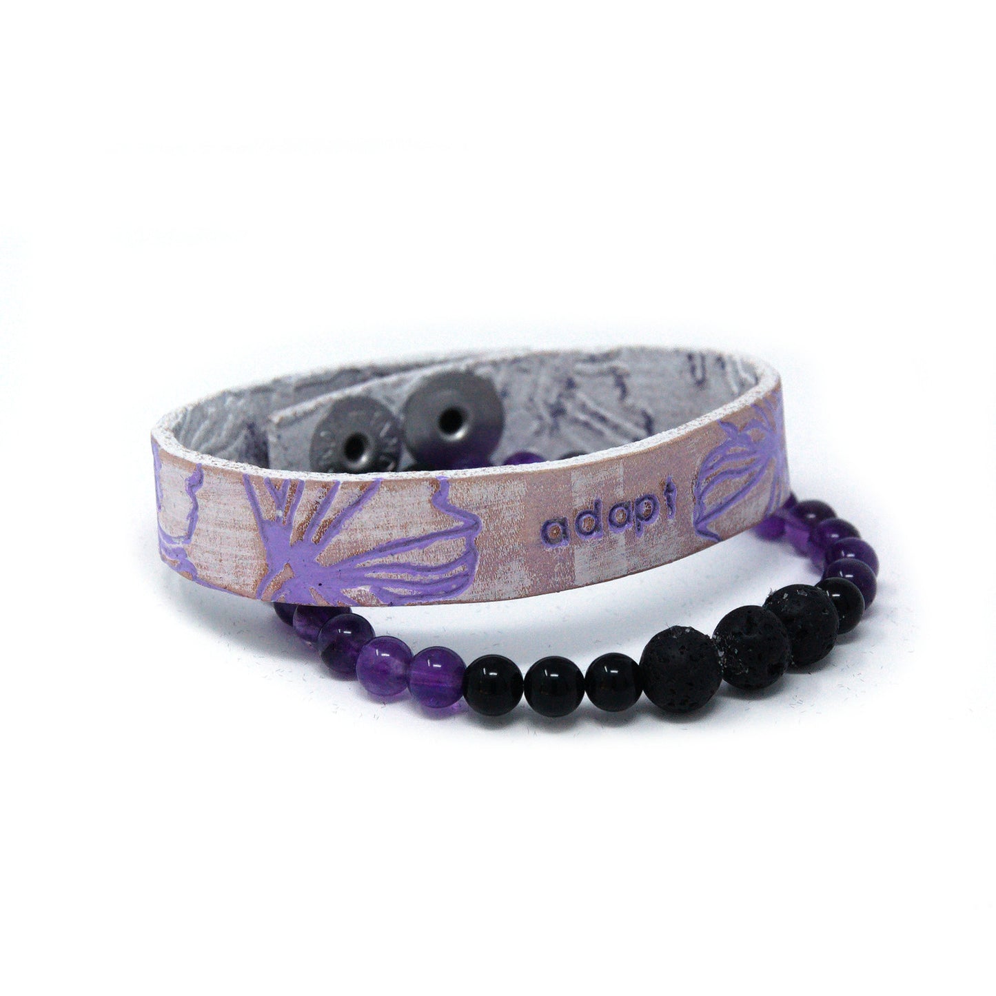 Enlightened Sets - Leather cuff & Gemstone bracelet