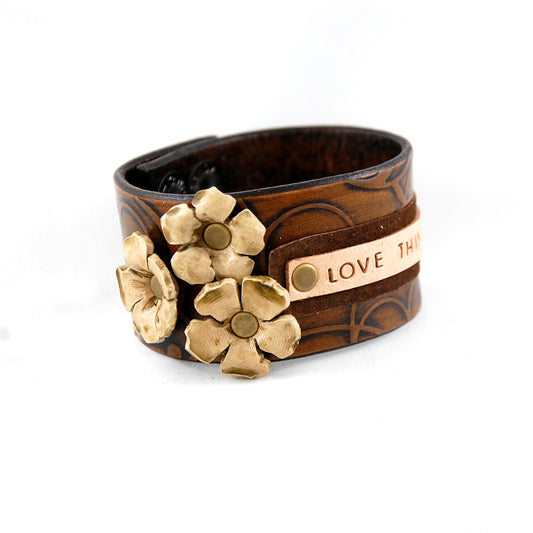 FL1 - Love This Life Leather Cuff - Fearless hART